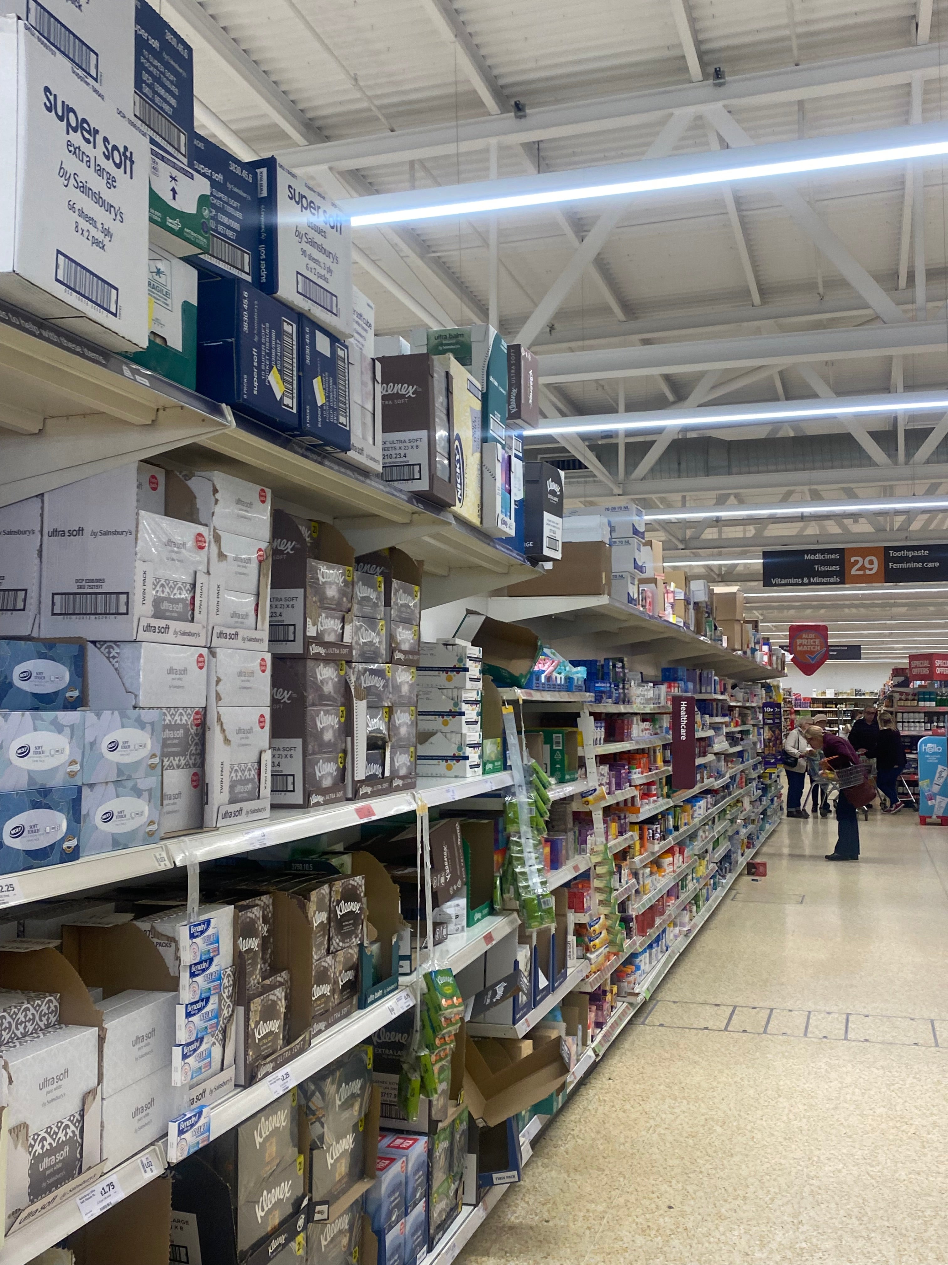 Why do Supermarkets stop stuff above the top shelf?
