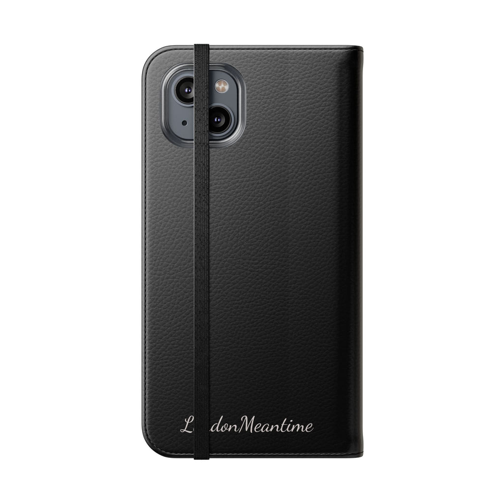 Black Wallet Phone Flip Case — Cardholder Folio Cover