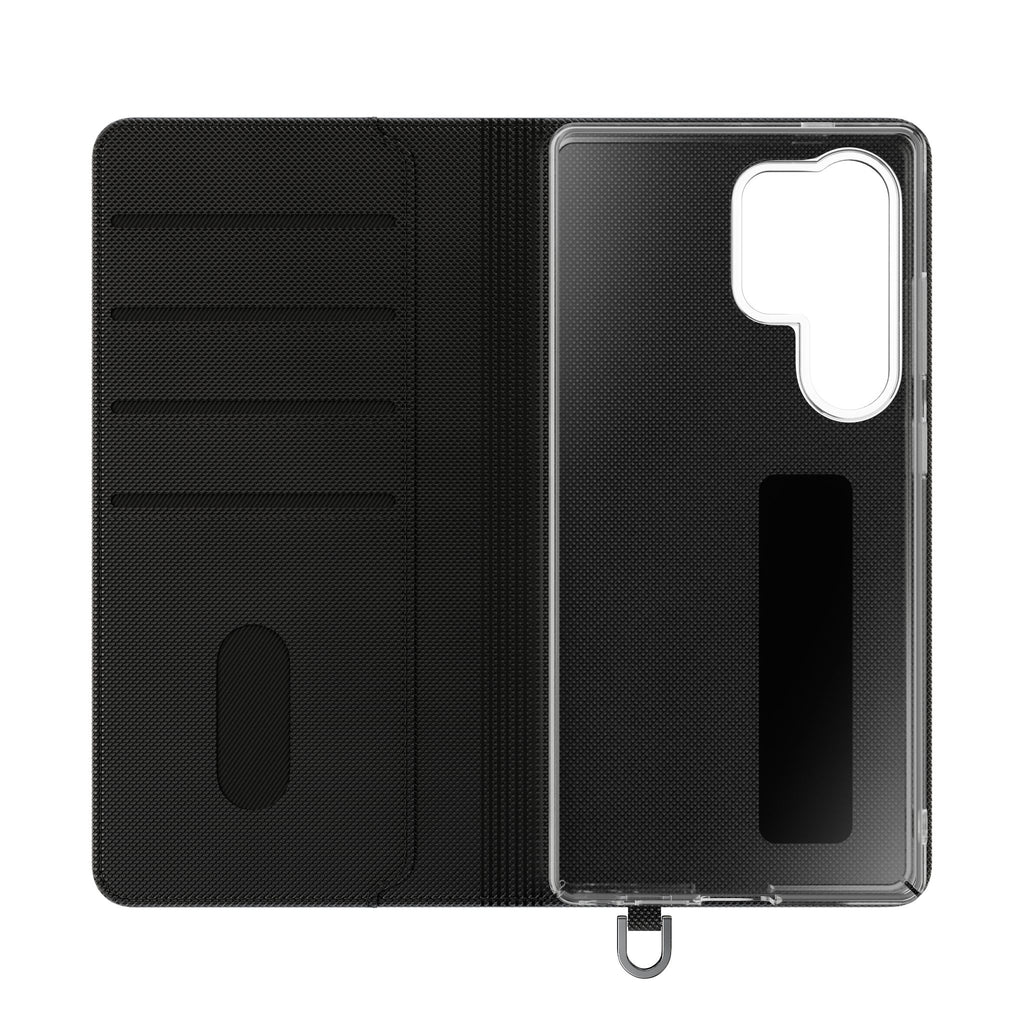Black Wallet Phone Flip Case — Cardholder Folio Cover