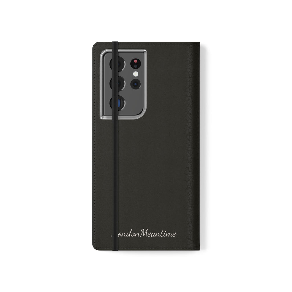 Black Wallet Phone Flip Case — Cardholder Folio Cover