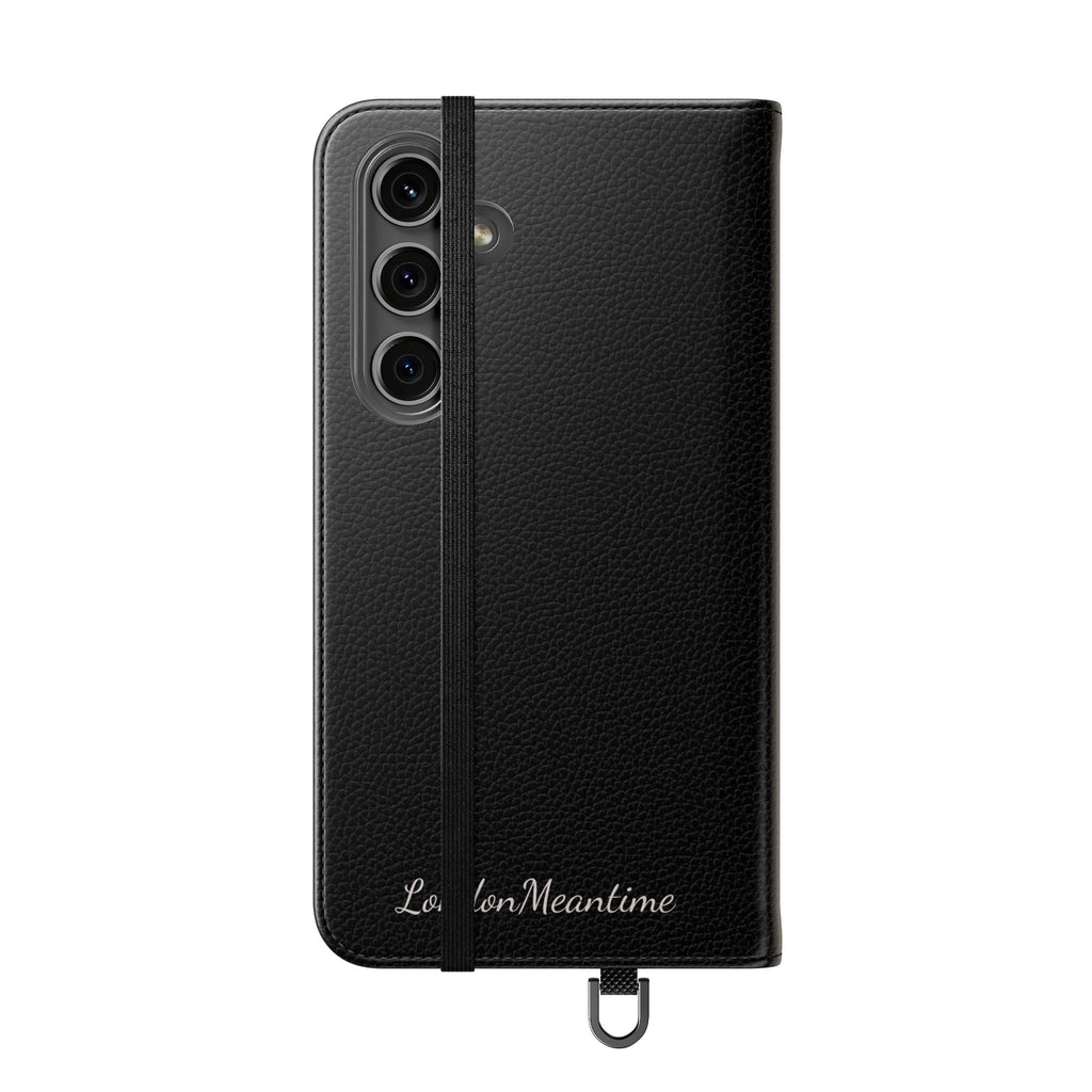 Black Wallet Phone Flip Case — Cardholder Folio Cover