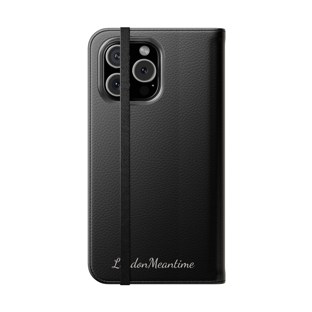 Black Wallet Phone Flip Case — Cardholder Folio Cover