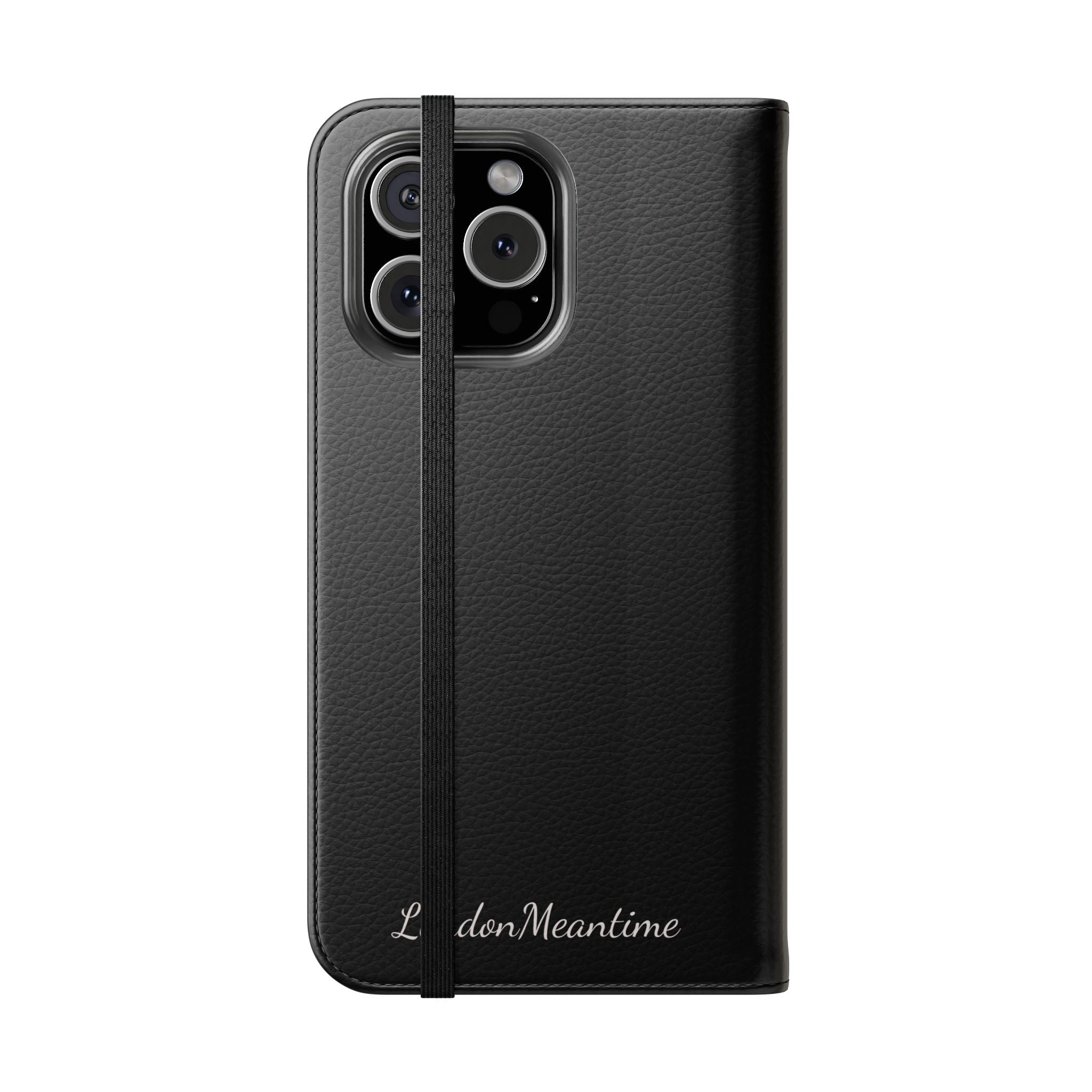 Black Wallet Phone Flip Case — Cardholder Folio Cover
