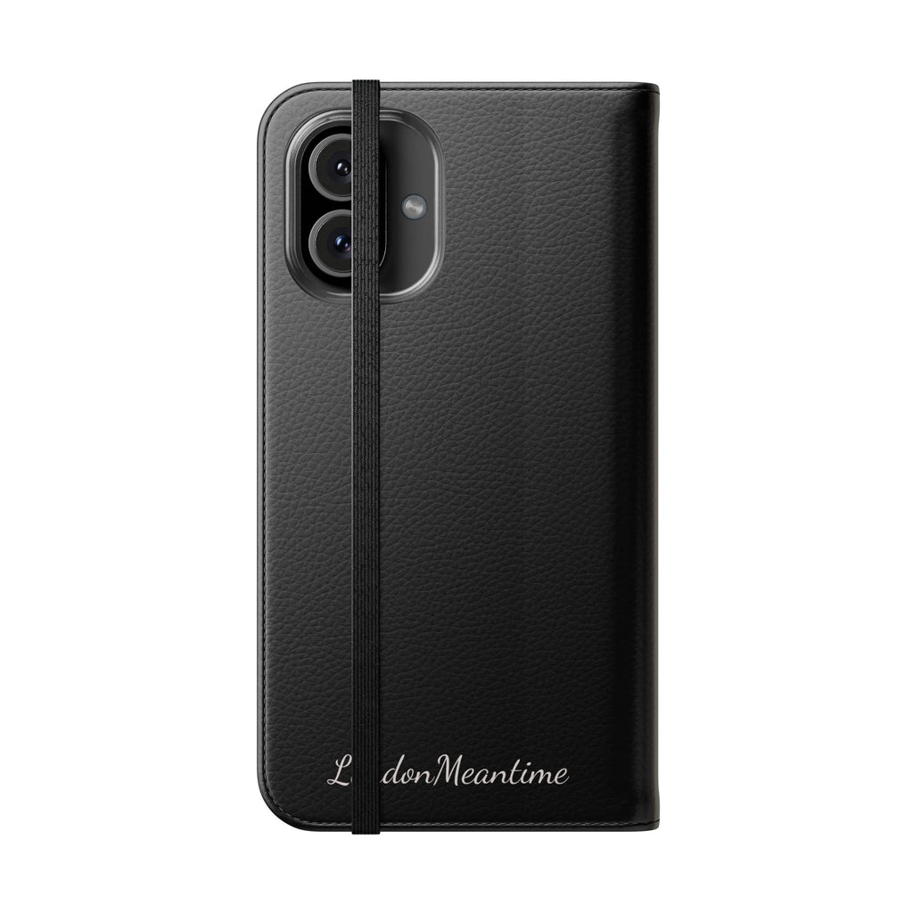 Black Wallet Phone Flip Case — Cardholder Folio Cover