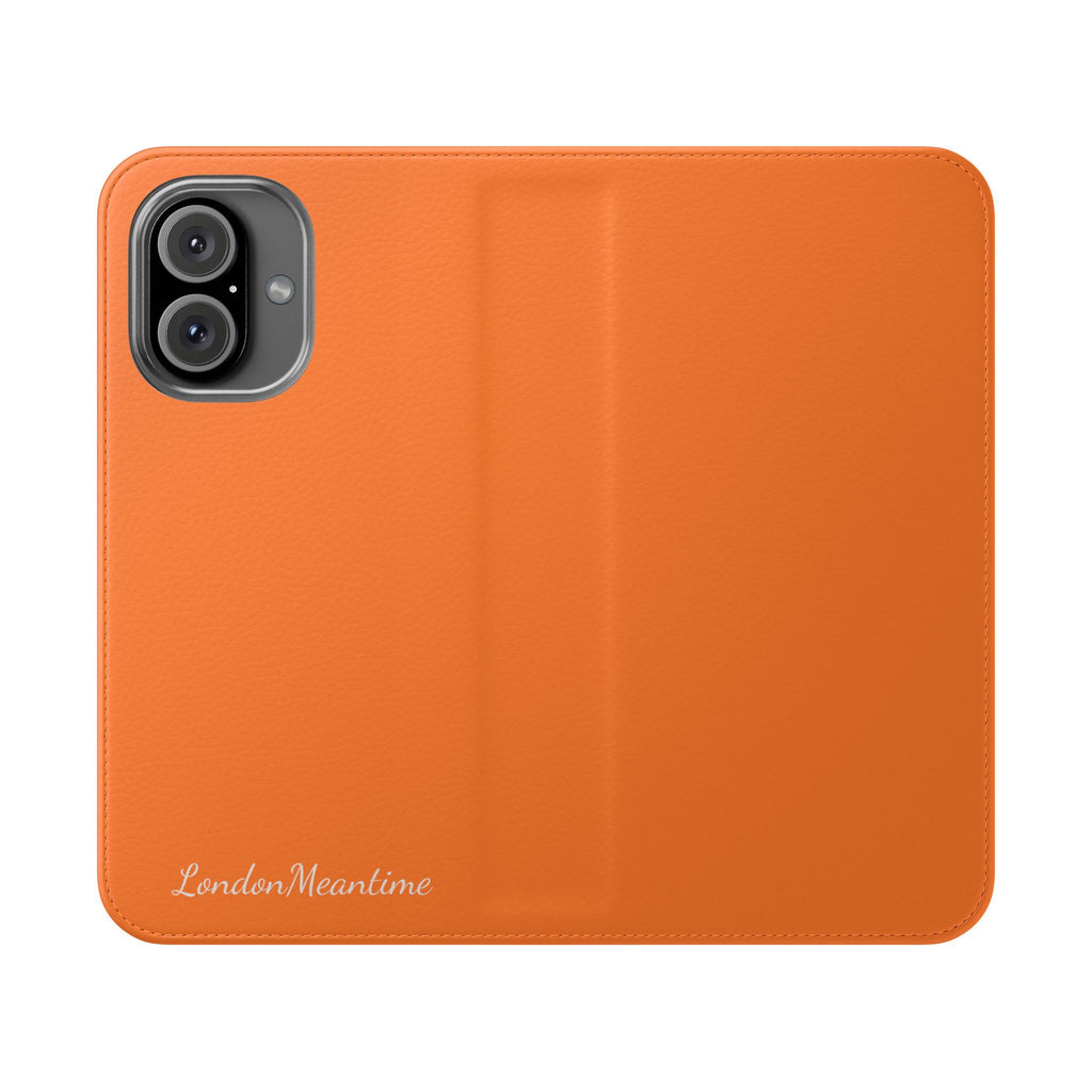 Orange Wallet Phone Flip Case — Cardholder Folio Cover