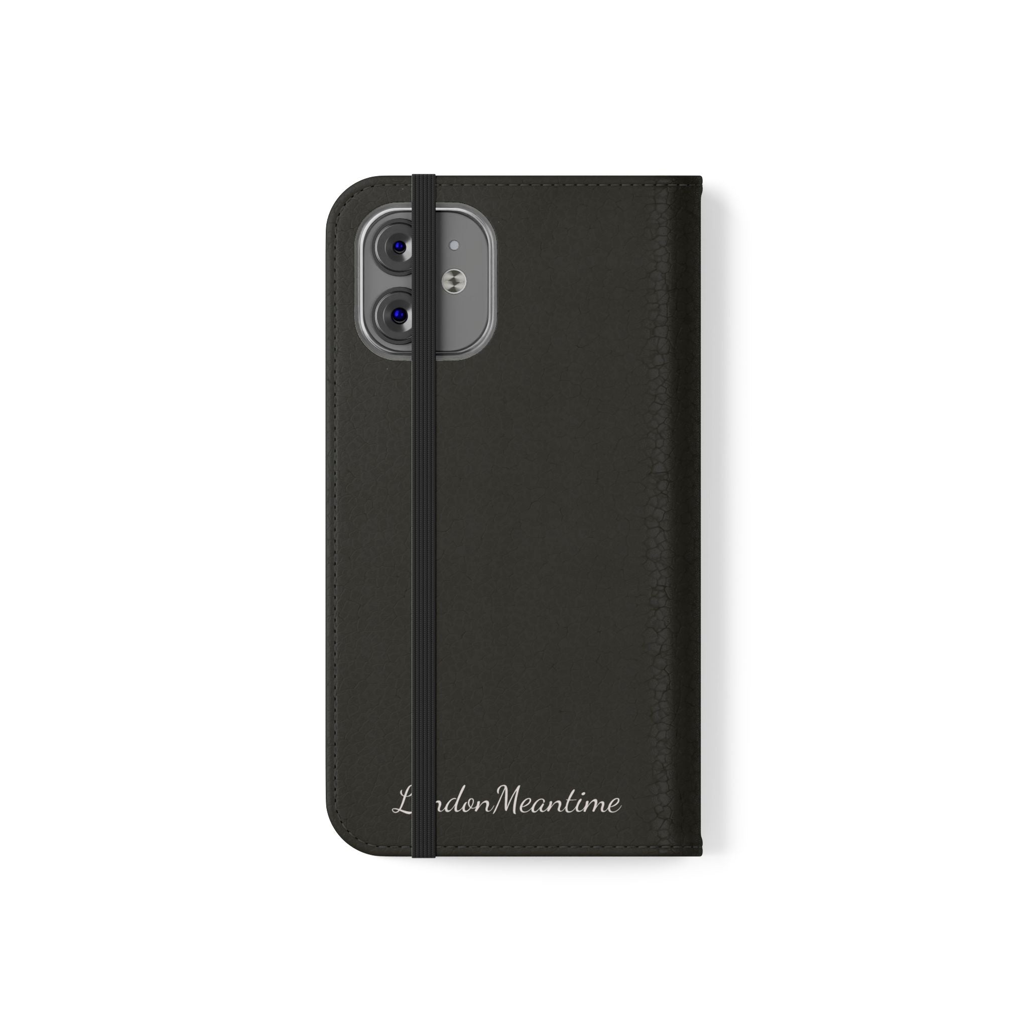 Black Wallet Phone Flip Case — Cardholder Folio Cover