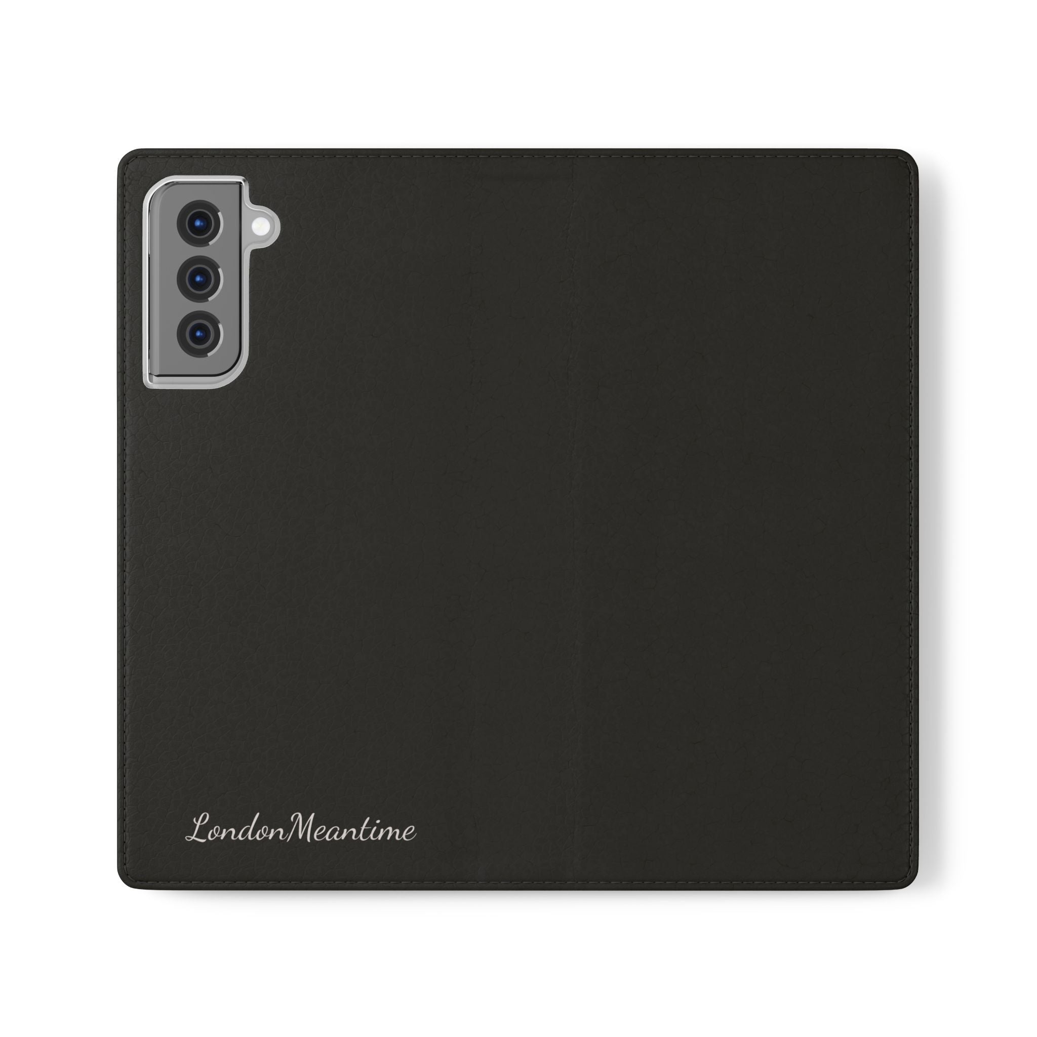 Black Wallet Phone Flip Case — Cardholder Folio Cover