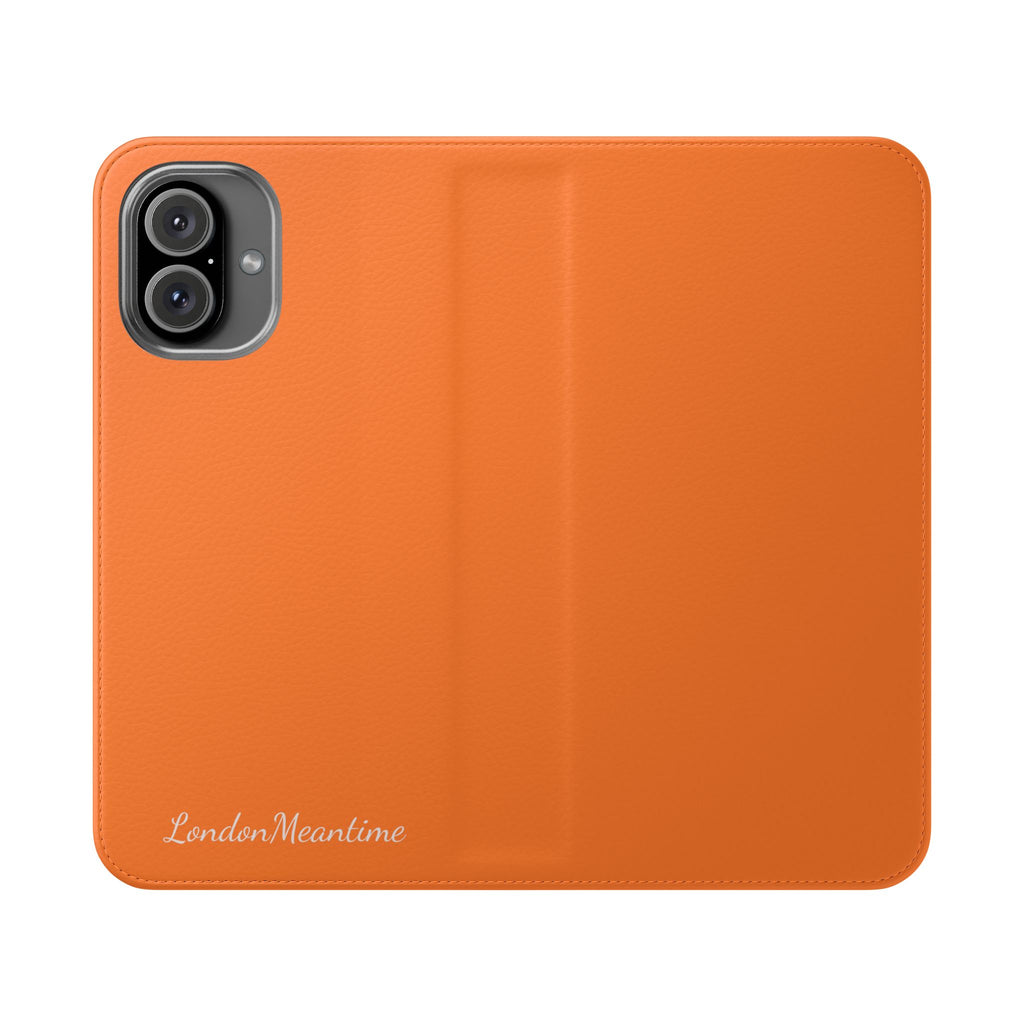 Orange Wallet Phone Flip Case — Cardholder Folio Cover