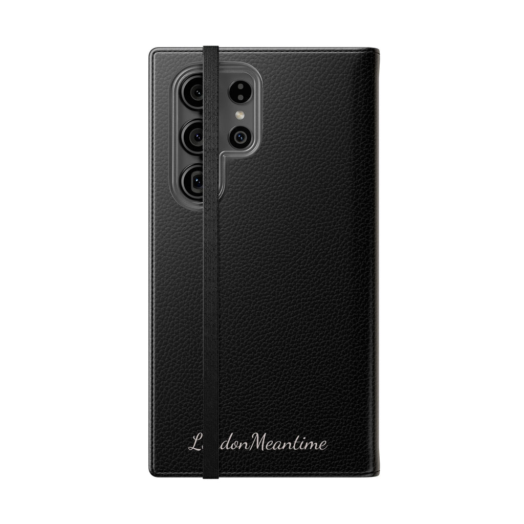 Black Wallet Phone Flip Case — Cardholder Folio Cover