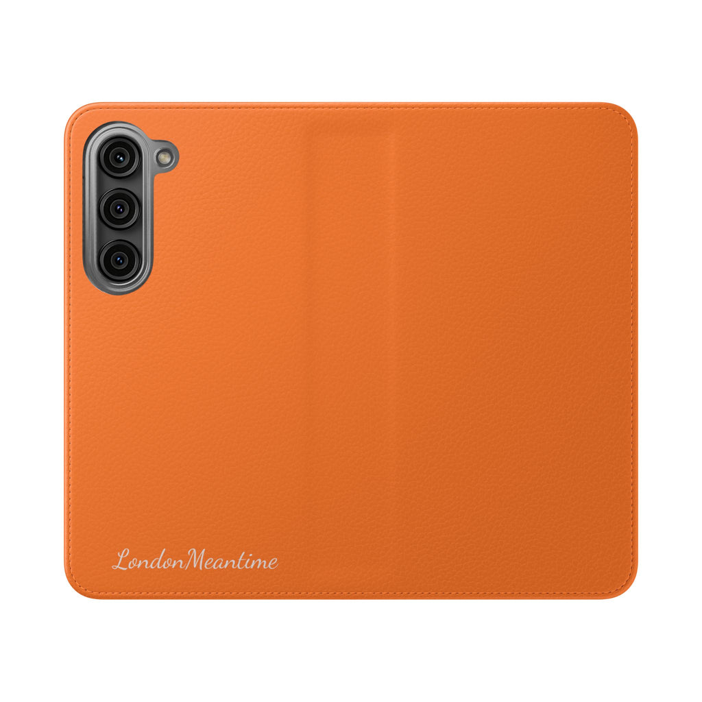 Orange Wallet Phone Flip Case — Cardholder Folio Cover