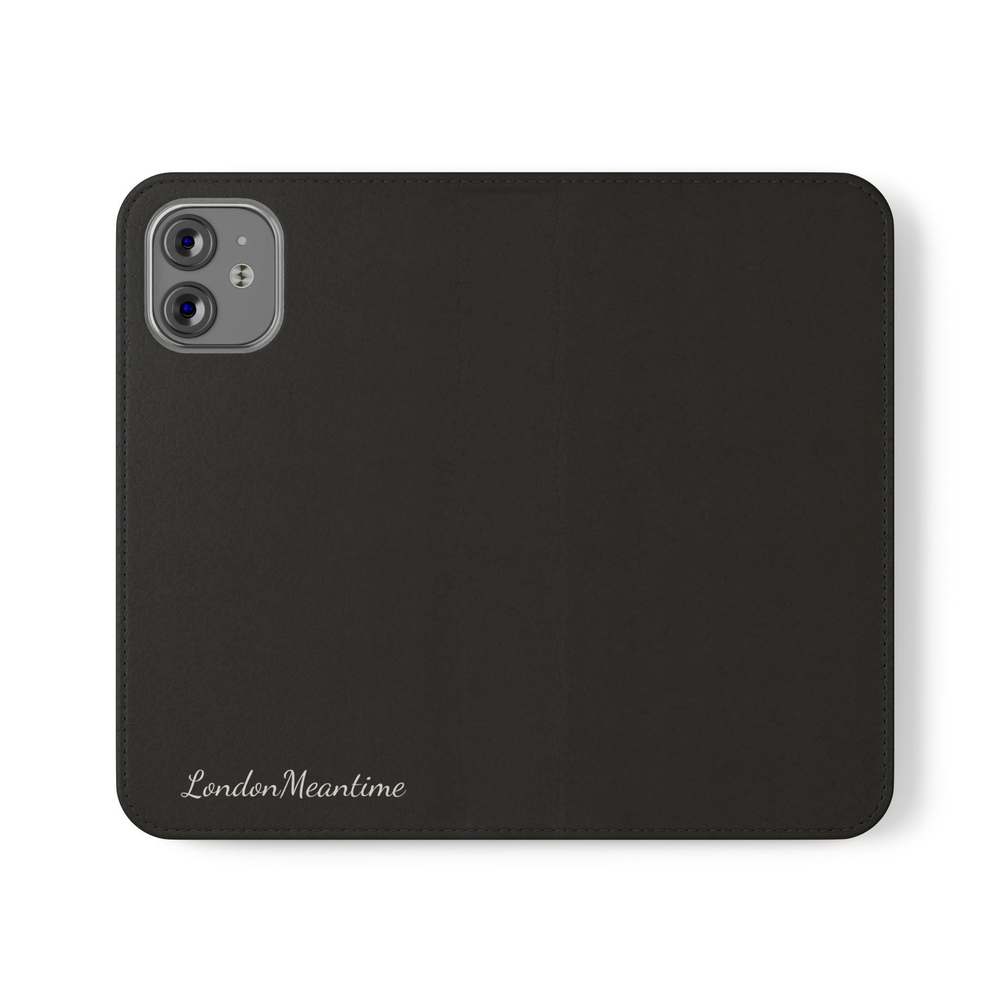 Black Wallet Phone Flip Case — Cardholder Folio Cover