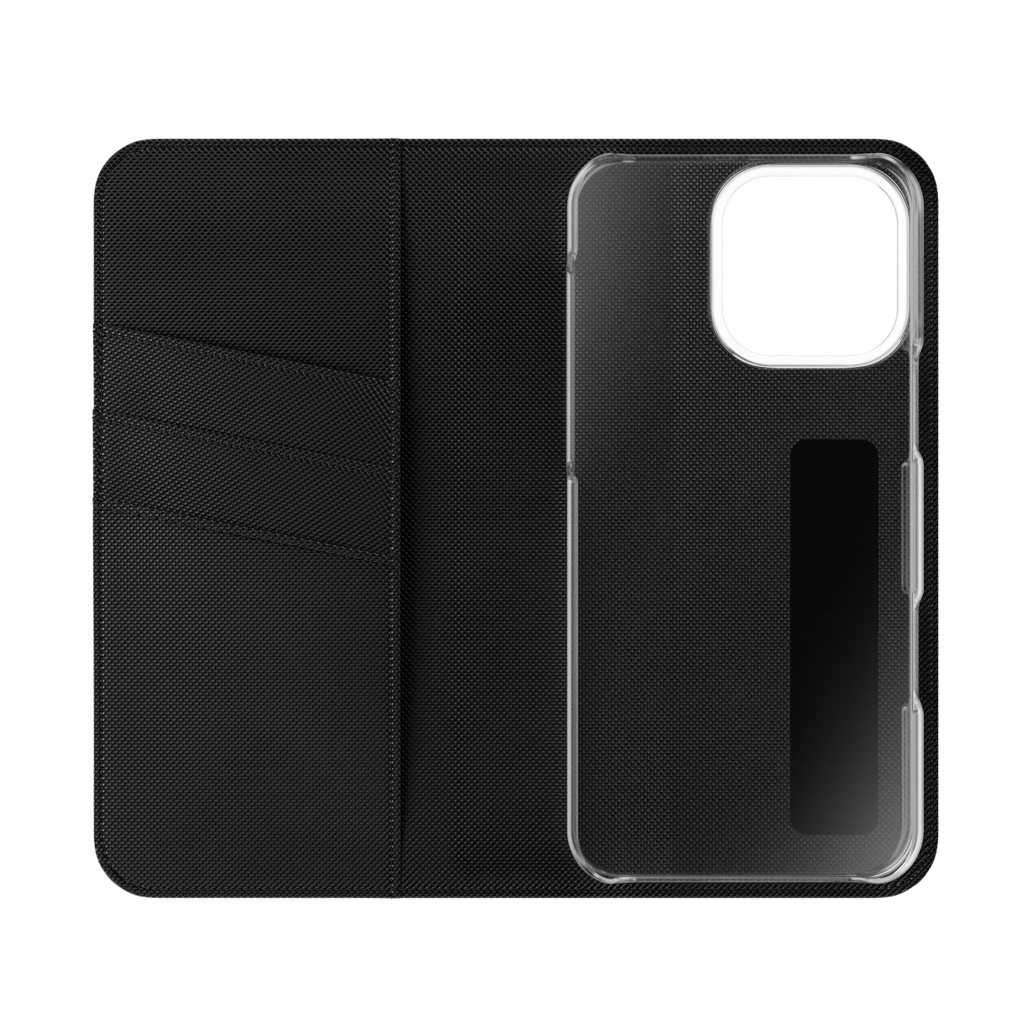 Black Wallet Phone Flip Case — Cardholder Folio Cover