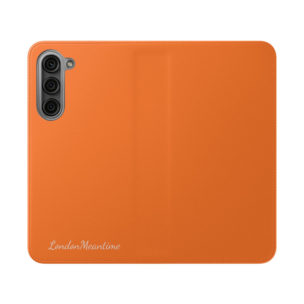 Orange Wallet Phone Flip Case — Cardholder Folio Cover