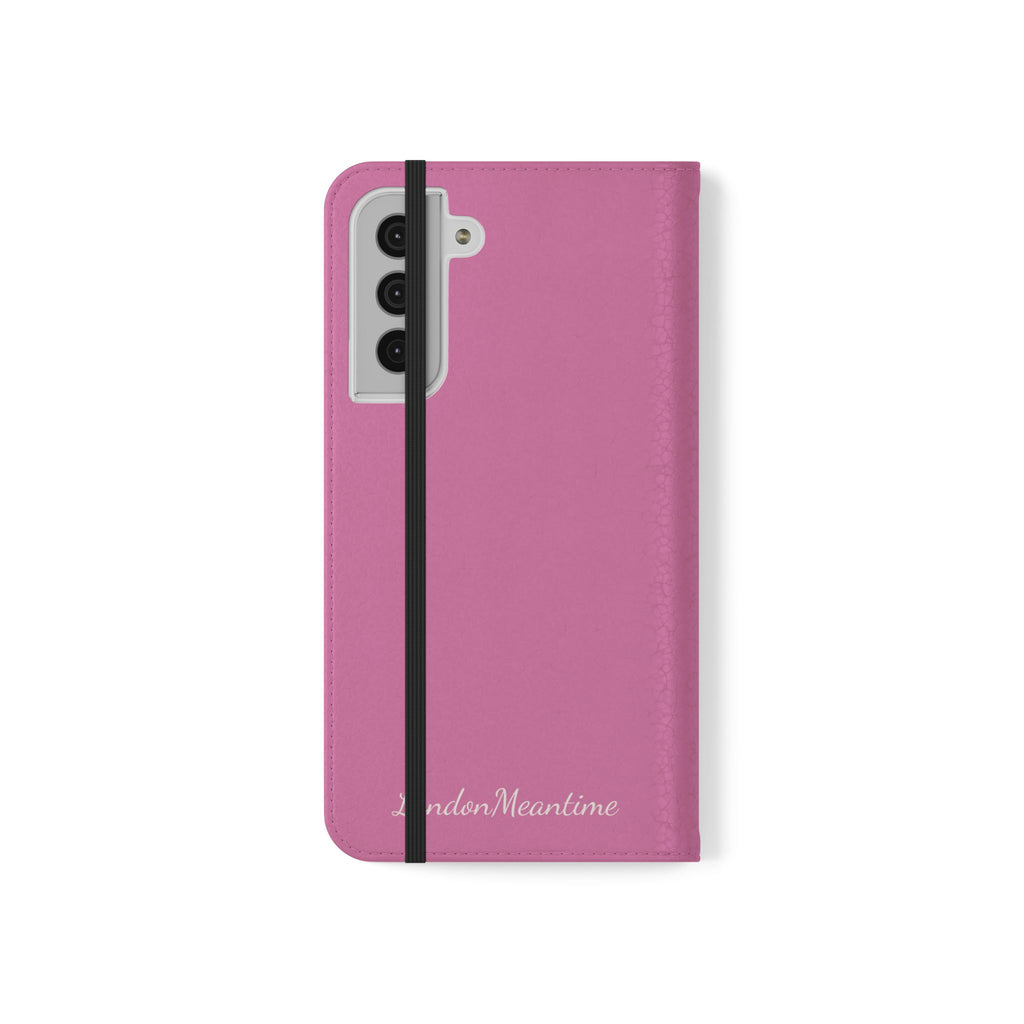 Pink Wallet Phone Flip Case — Cardholder Folio Cover