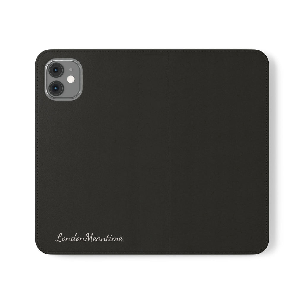 Black Wallet Phone Flip Case — Cardholder Folio Cover