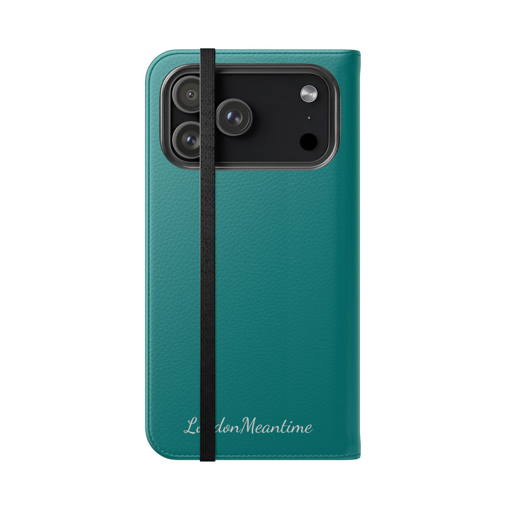 Teal Wallet Phone Flip Case — Cardholder Folio Cover