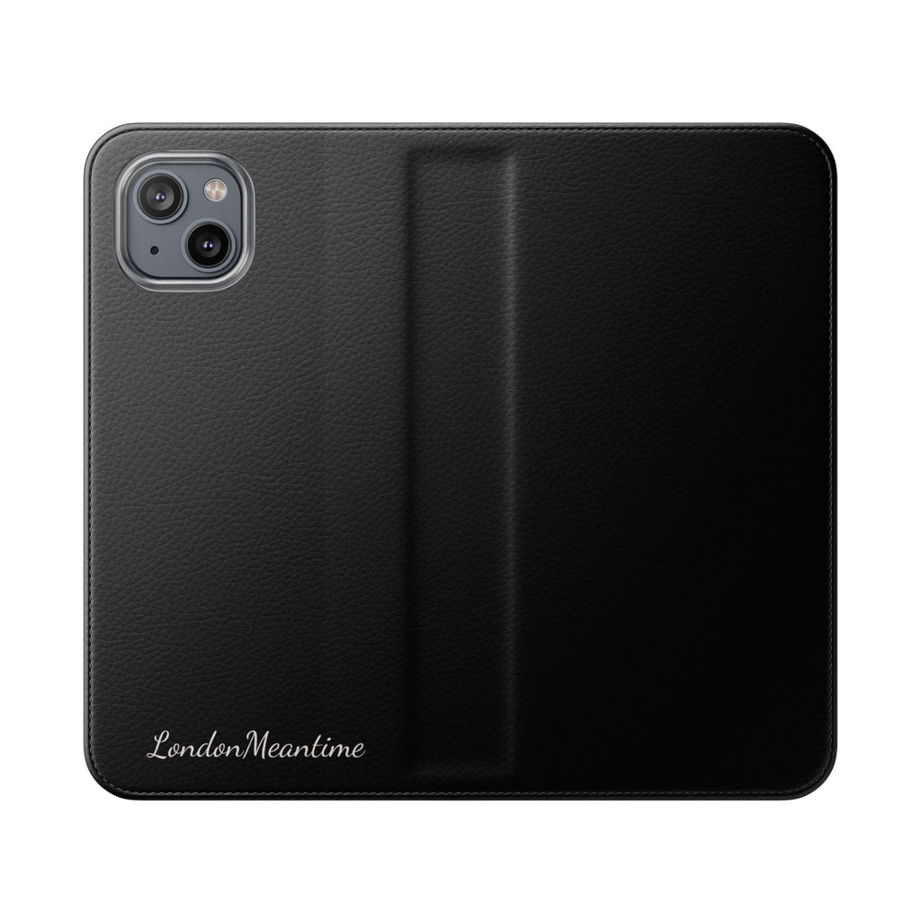 Black Wallet Phone Flip Case — Cardholder Folio Cover