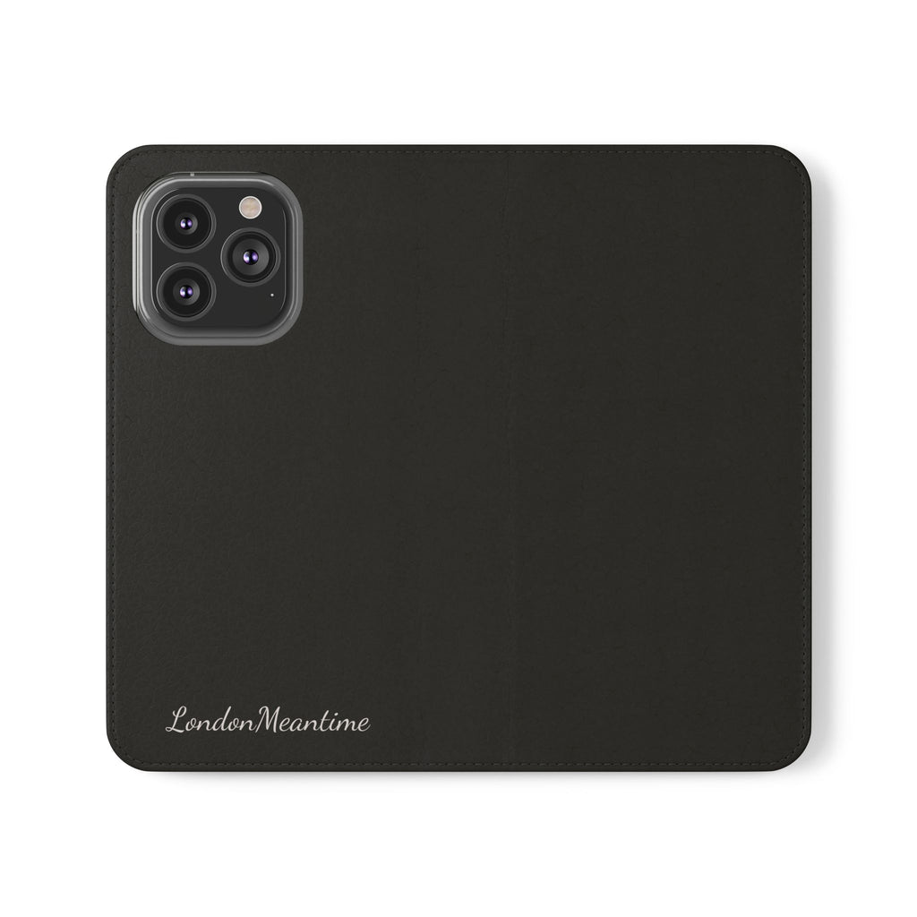 Black Wallet Phone Flip Case — Cardholder Folio Cover
