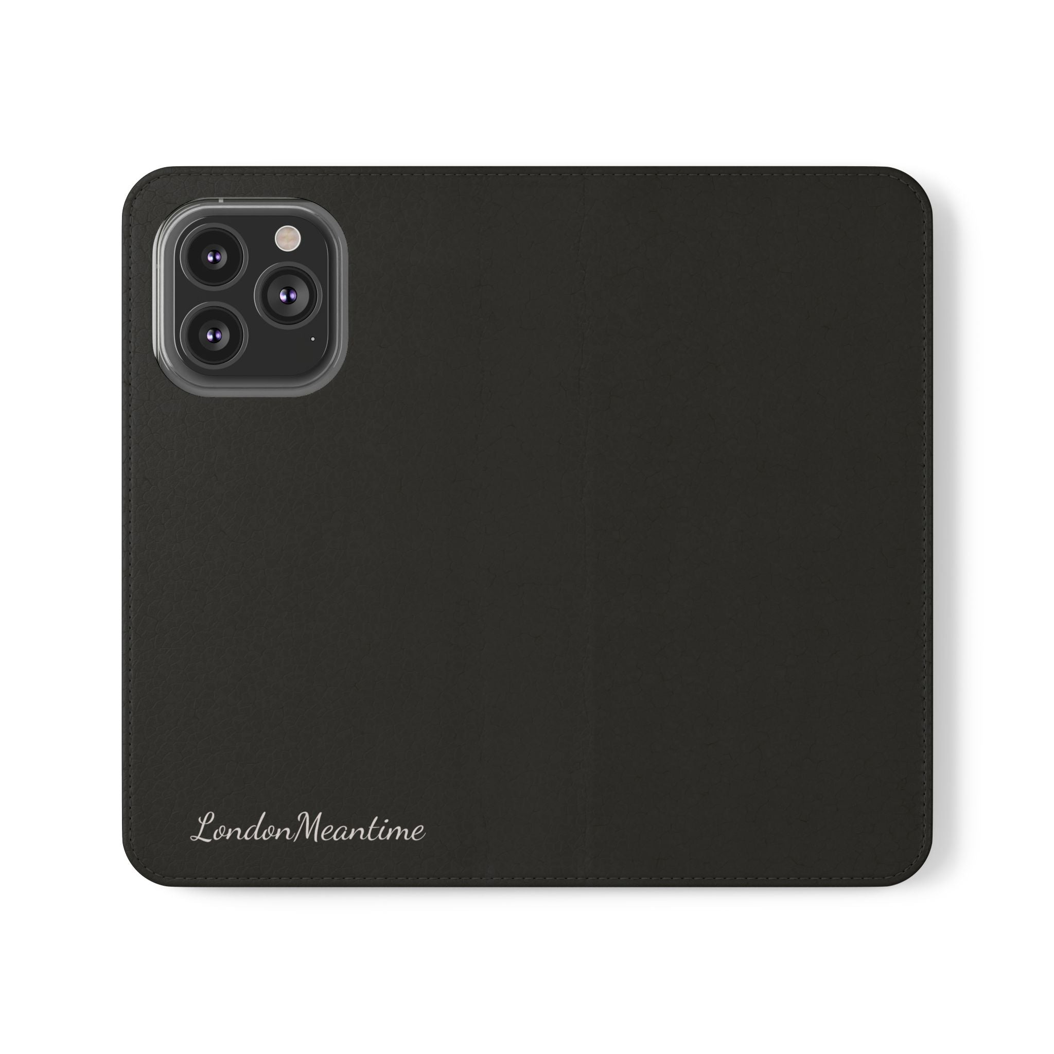 Black Wallet Phone Flip Case — Cardholder Folio Cover