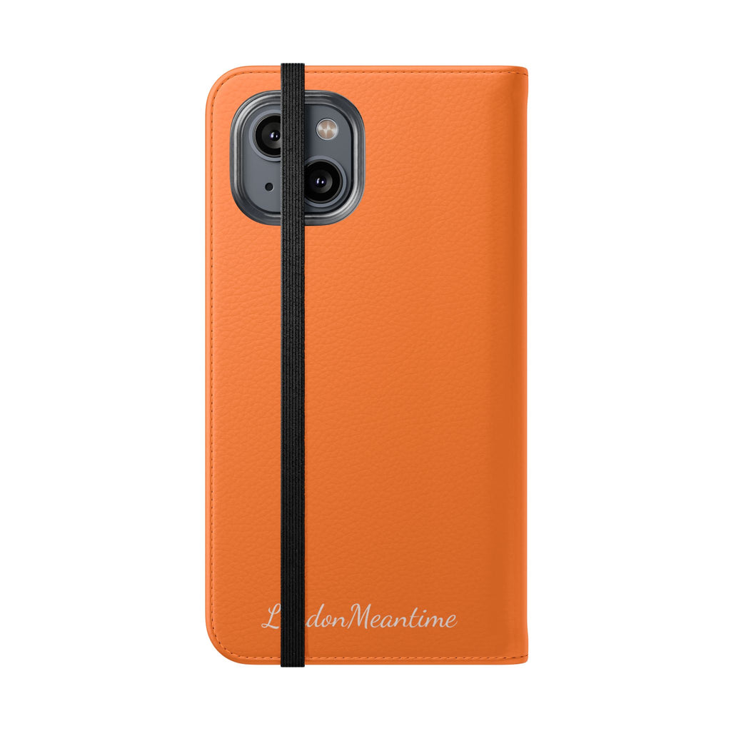 Orange Wallet Phone Flip Case — Cardholder Folio Cover
