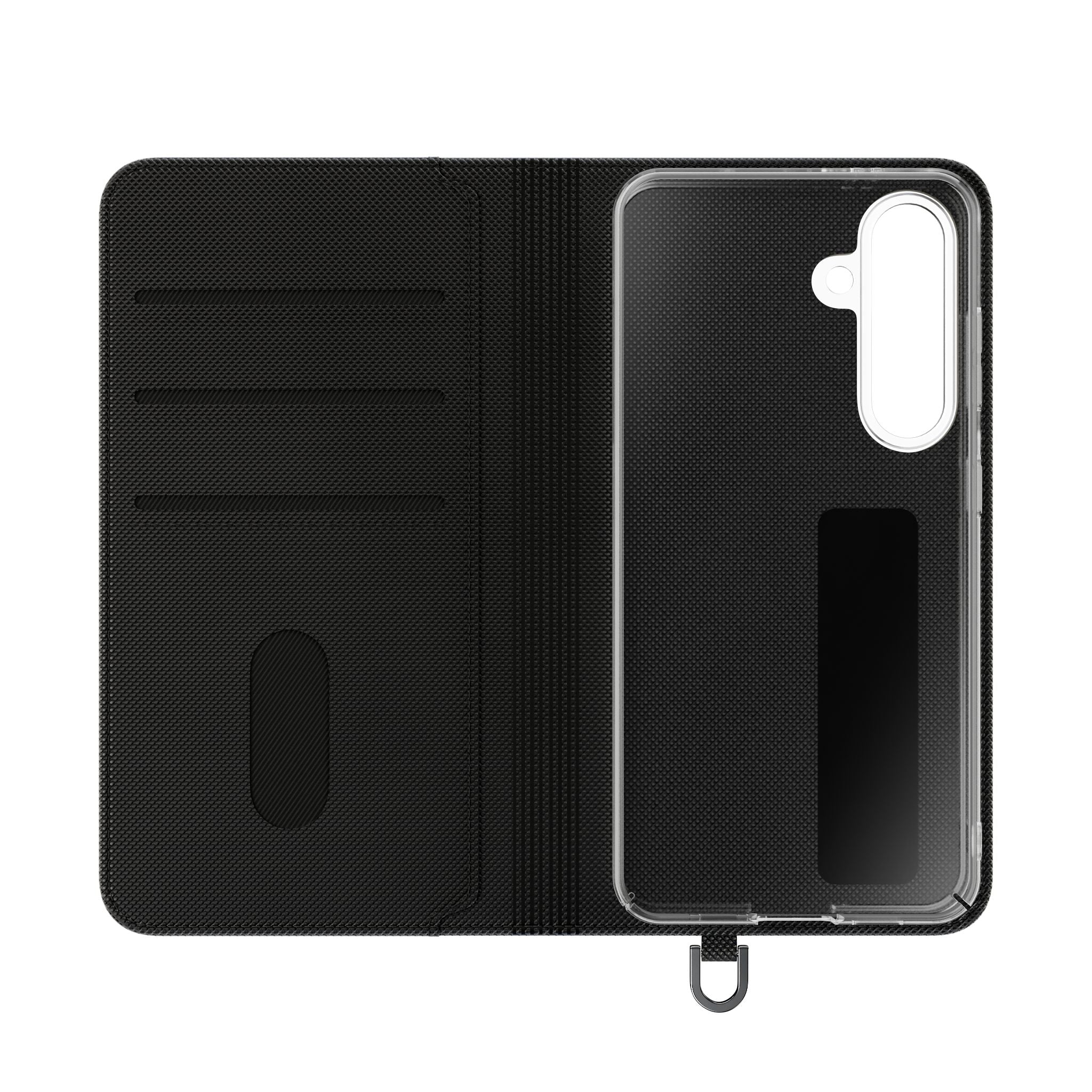 Black Wallet Phone Flip Case — Cardholder Folio Cover