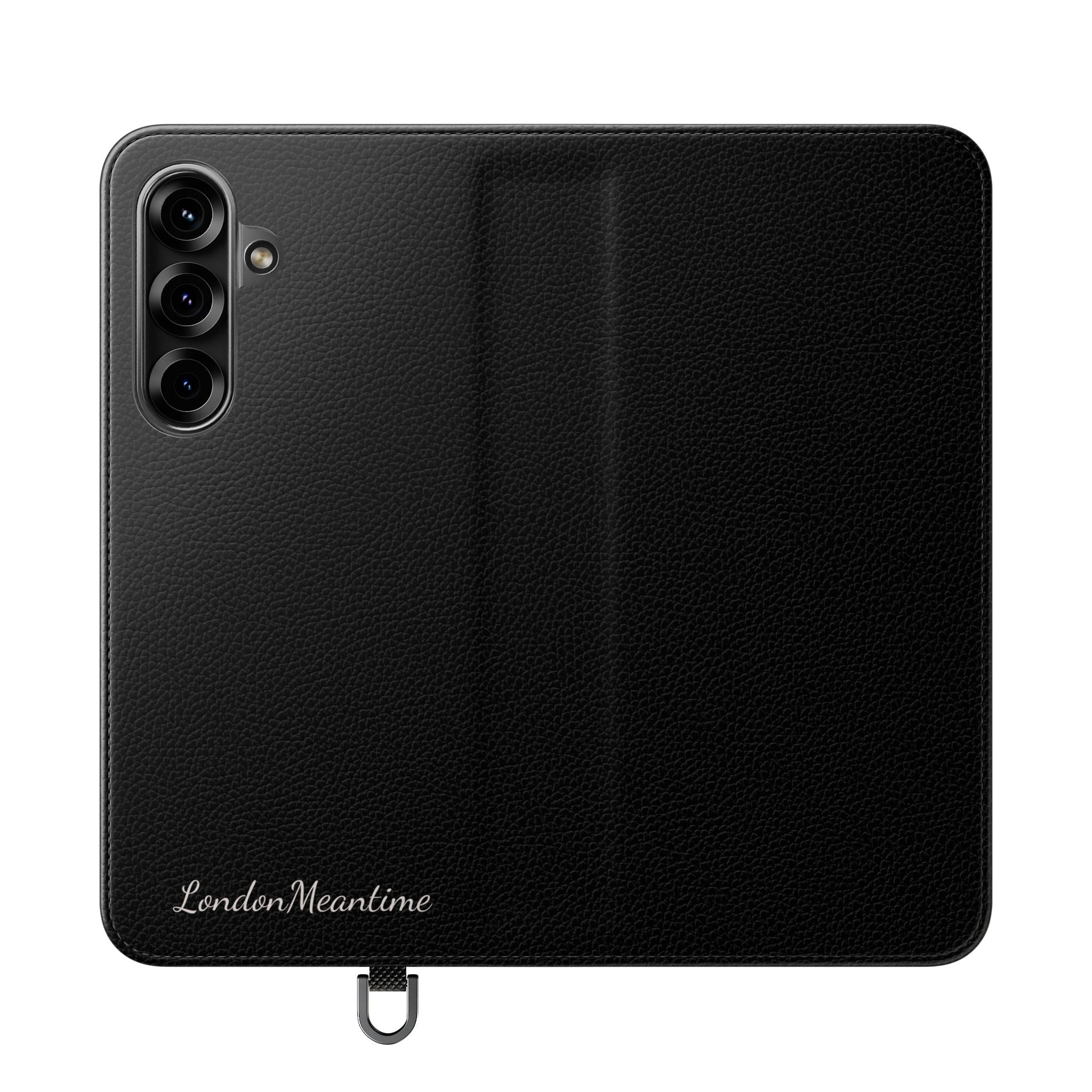 Black Wallet Phone Flip Case — Cardholder Folio Cover
