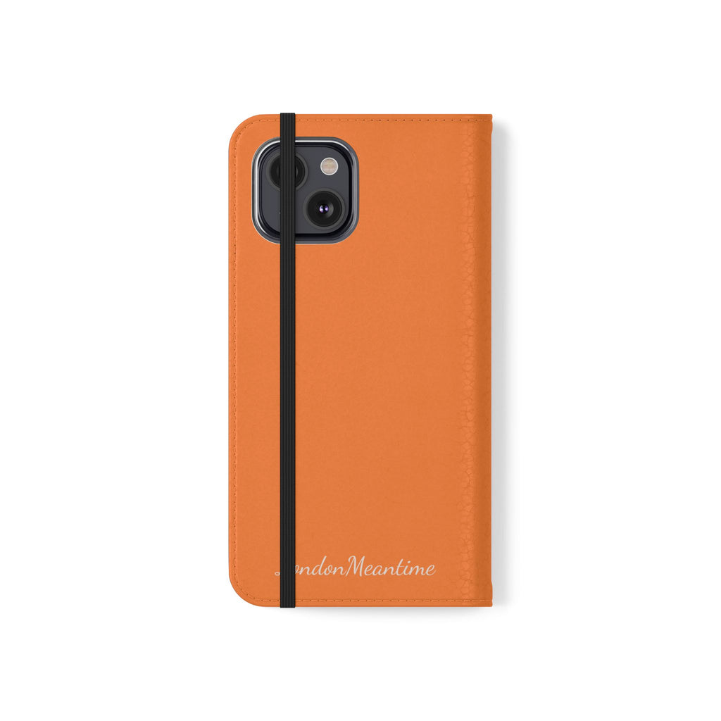 Orange Wallet Phone Flip Case — Cardholder Folio Cover