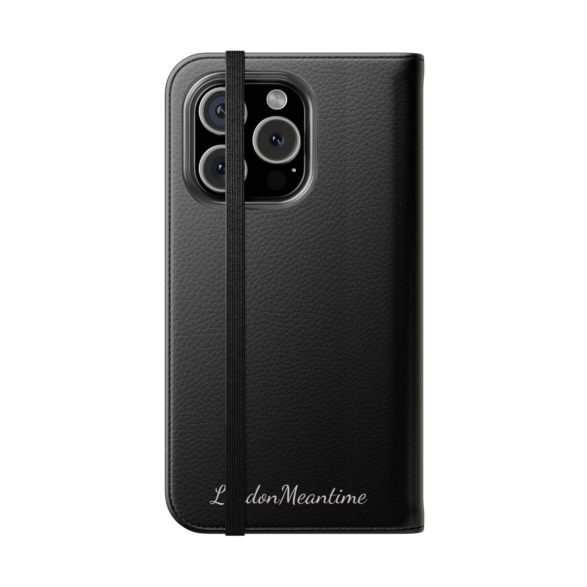 Black Wallet Phone Flip Case — Cardholder Folio Cover