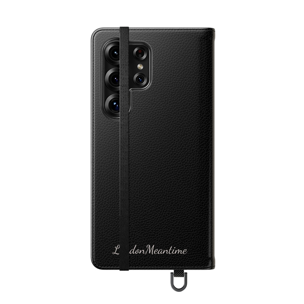 Black Wallet Phone Flip Case — Cardholder Folio Cover