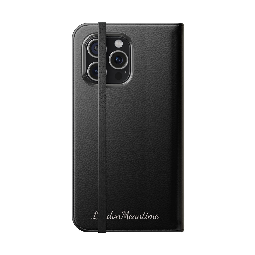 Black Wallet Phone Flip Case — Cardholder Folio Cover