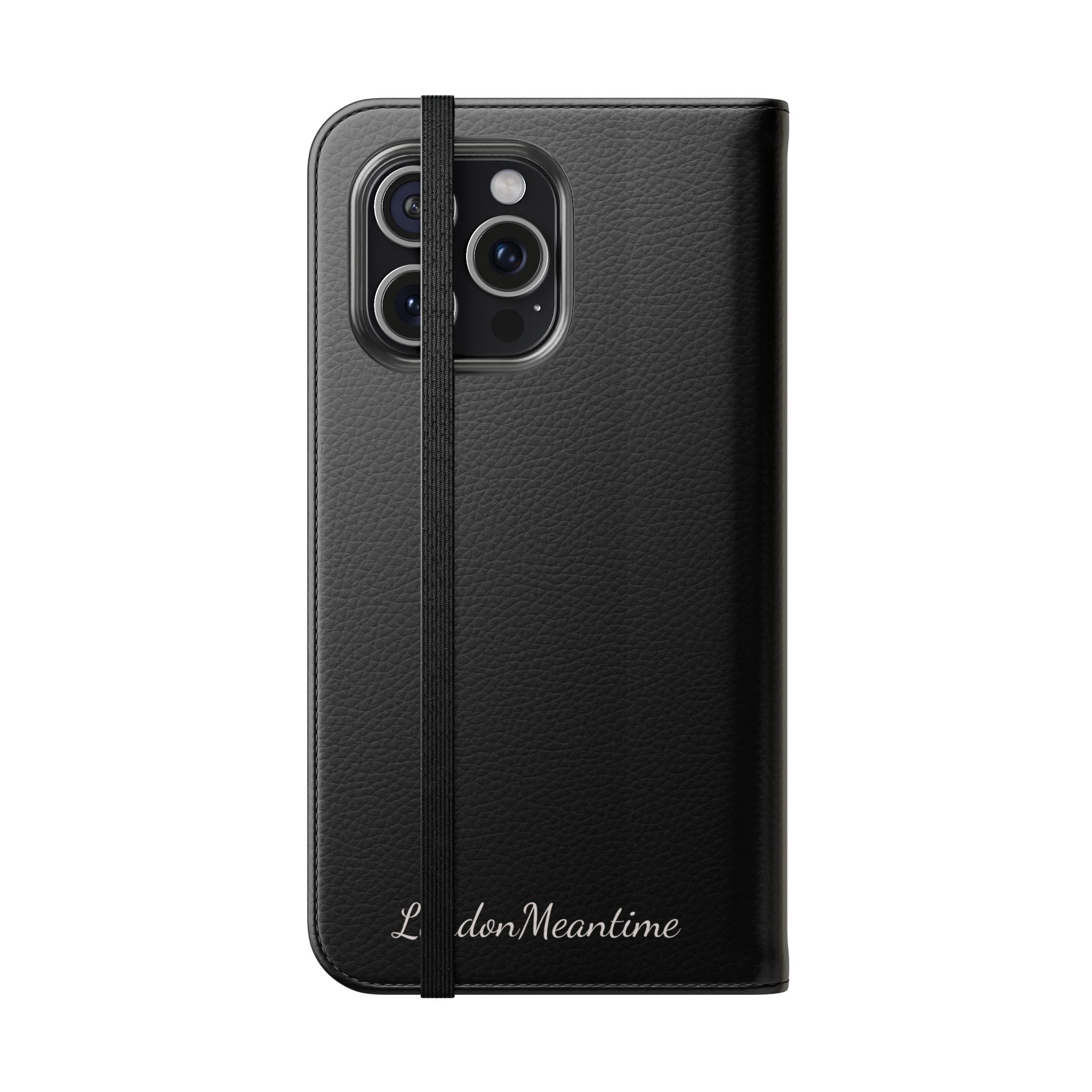 Black Wallet Phone Flip Case — Cardholder Folio Cover