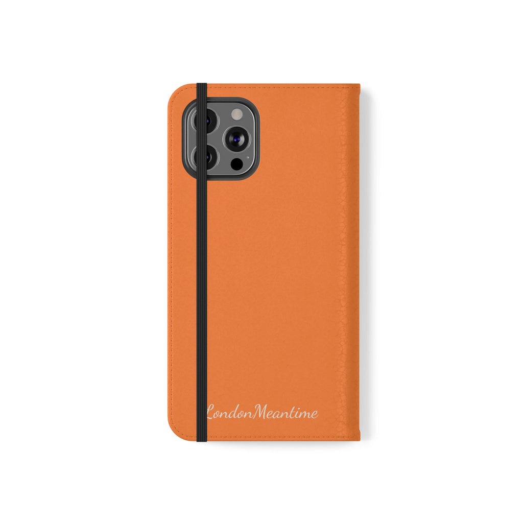 Orange Wallet Phone Flip Case — Cardholder Folio Cover