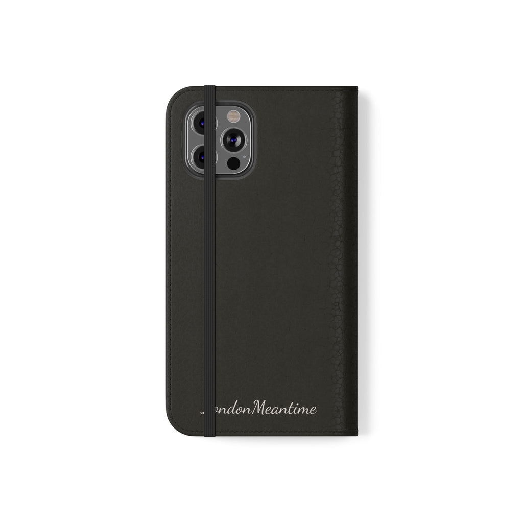 Black Wallet Phone Flip Case — Cardholder Folio Cover