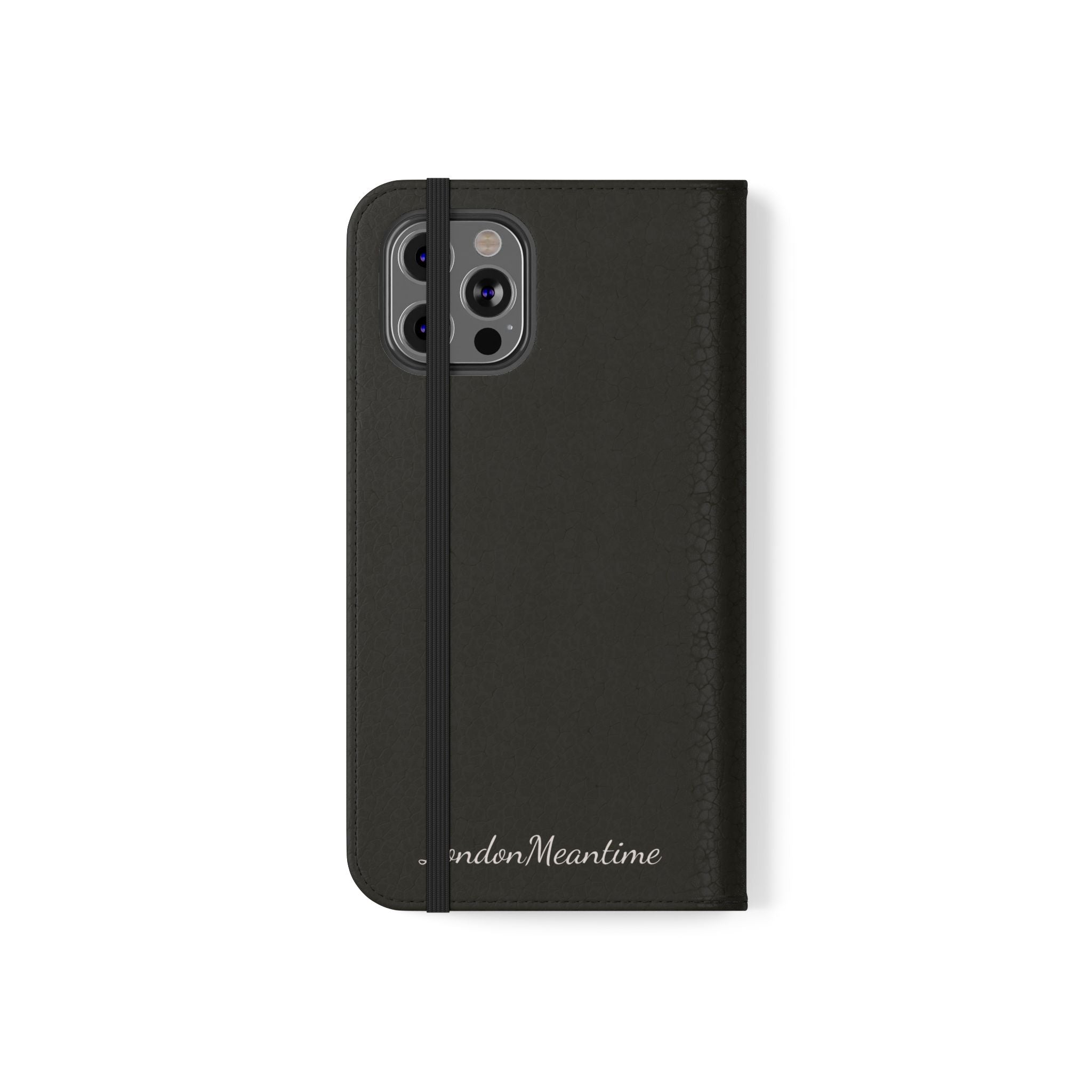 Black Wallet Phone Flip Case — Cardholder Folio Cover