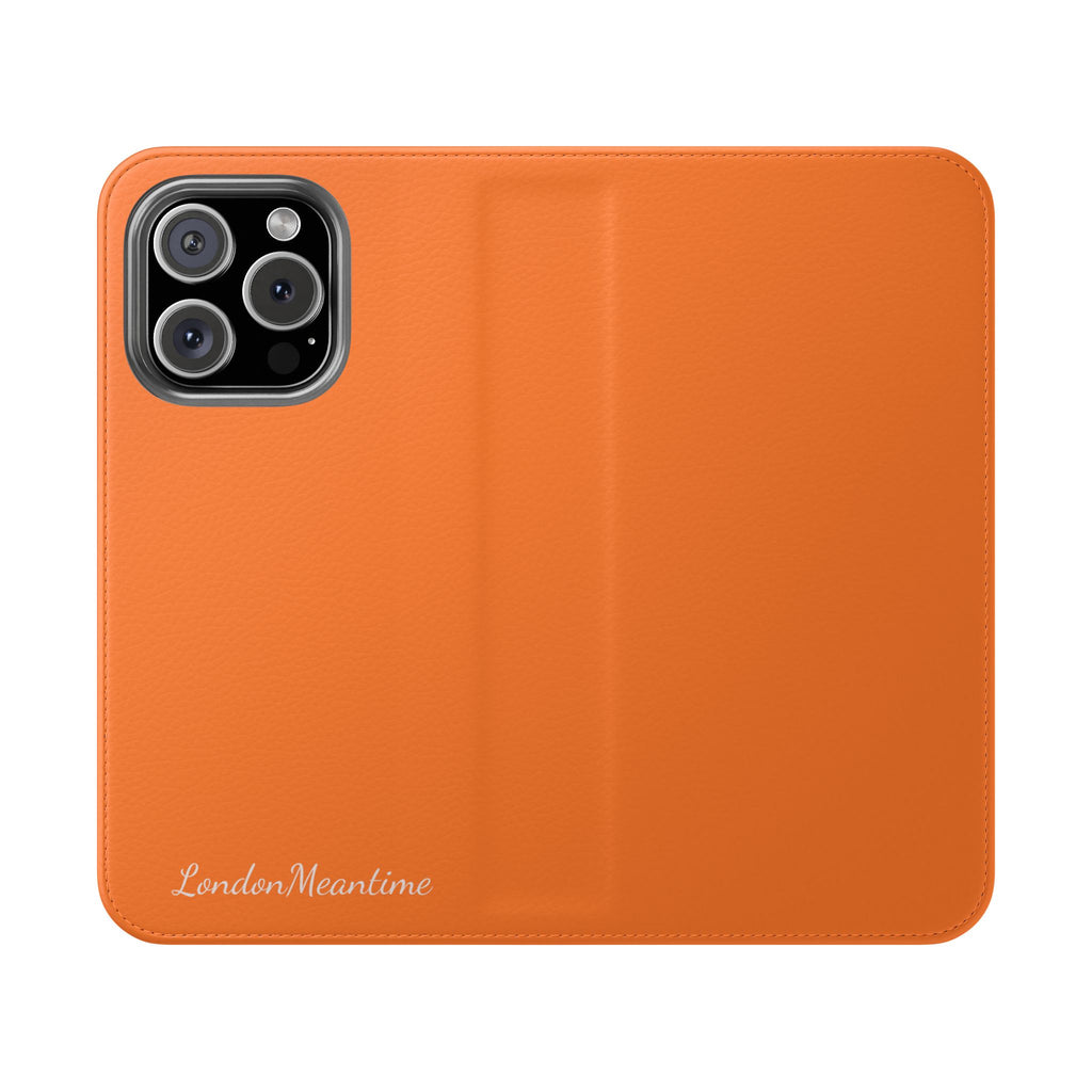 Orange Wallet Phone Flip Case — Cardholder Folio Cover
