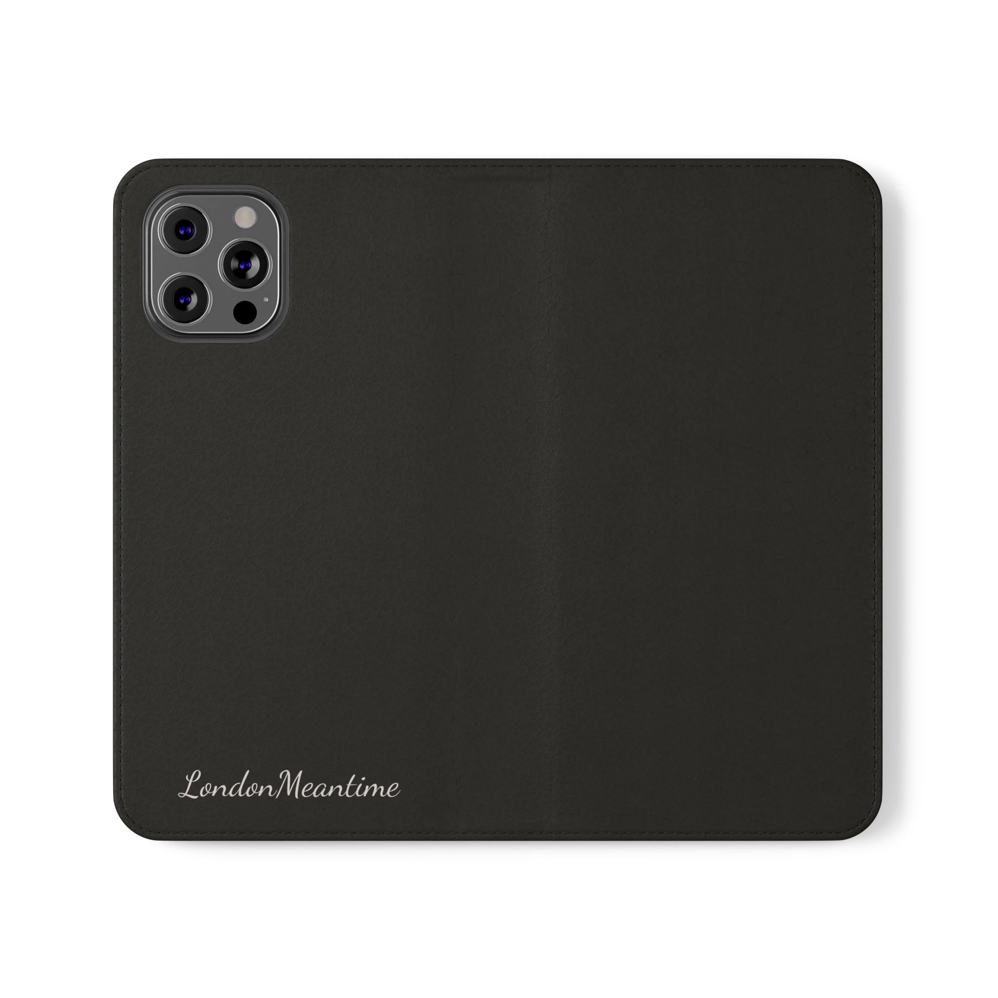 Black Wallet Phone Flip Case — Cardholder Folio Cover