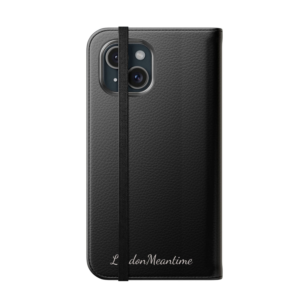 Black Wallet Phone Flip Case — Cardholder Folio Cover