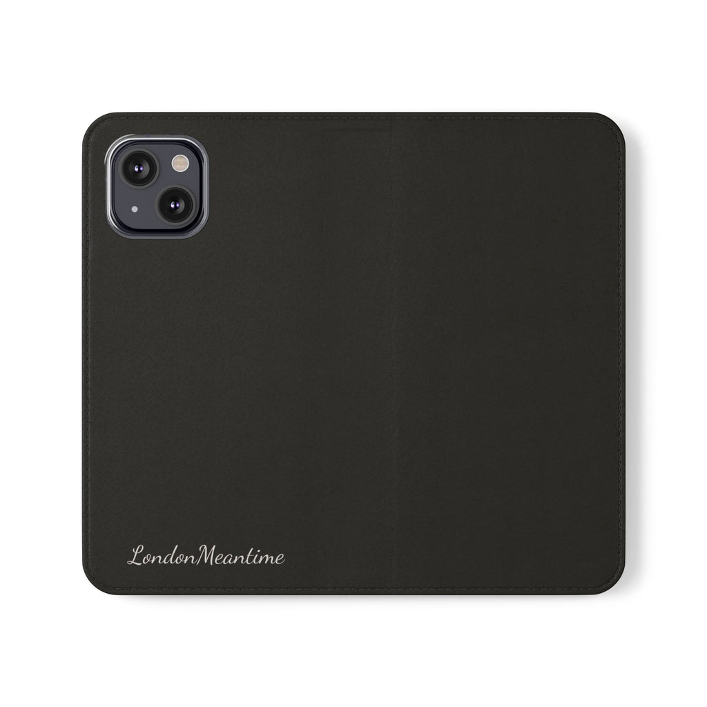 Black Wallet Phone Flip Case — Cardholder Folio Cover