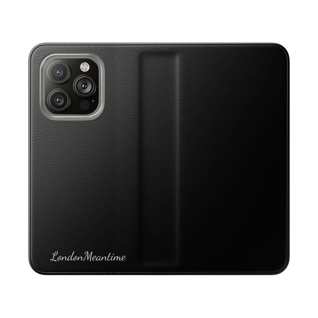 Black Wallet Phone Flip Case — Cardholder Folio Cover