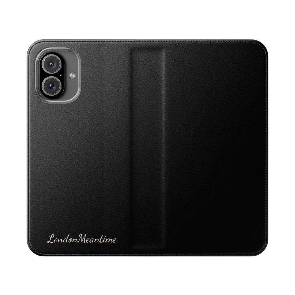 Black Wallet Phone Flip Case — Cardholder Folio Cover