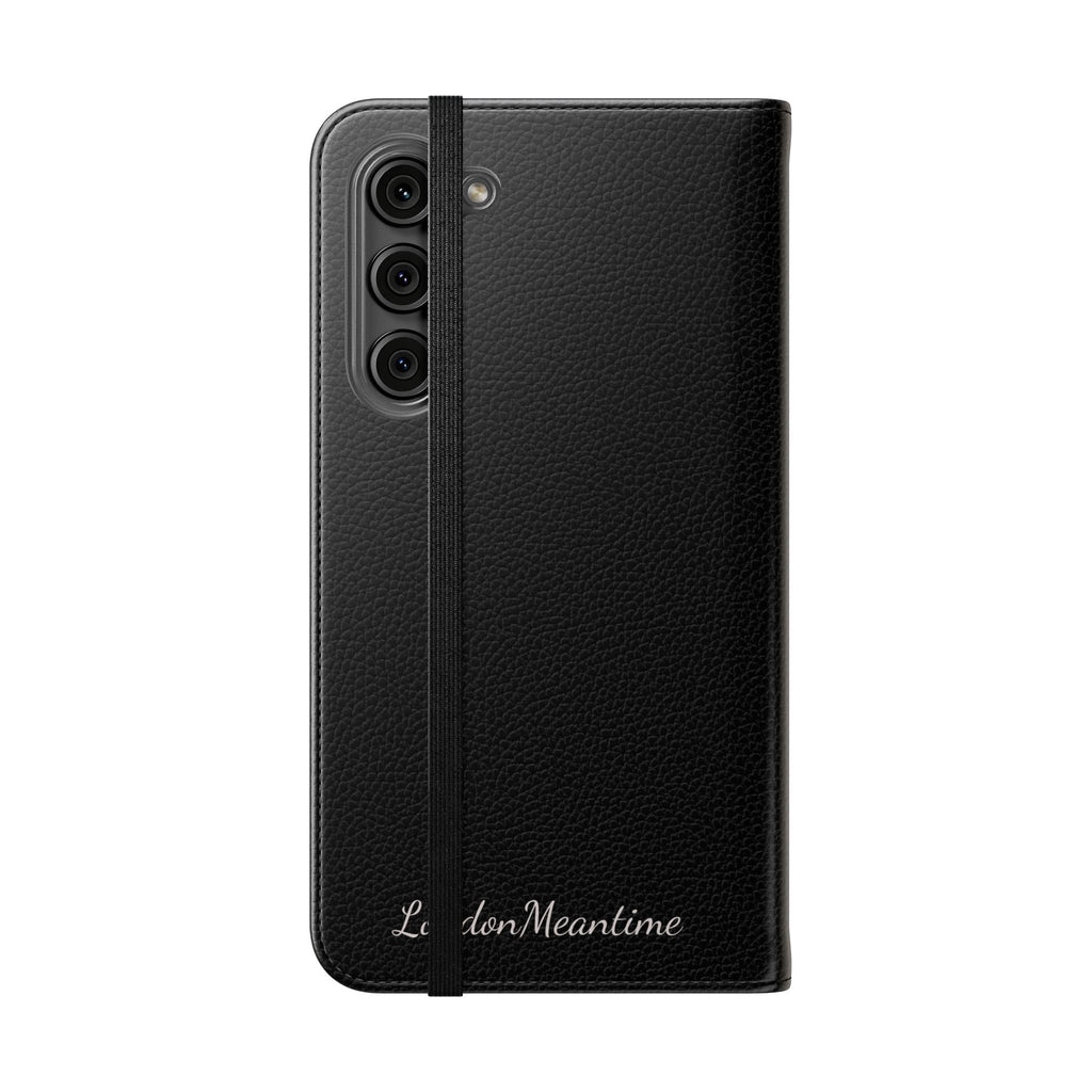 Black Wallet Phone Flip Case — Cardholder Folio Cover