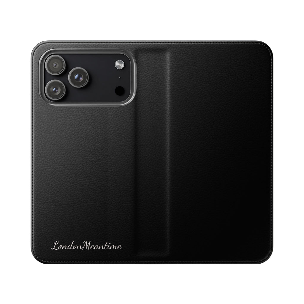 Black Wallet Phone Flip Case — Cardholder Folio Cover