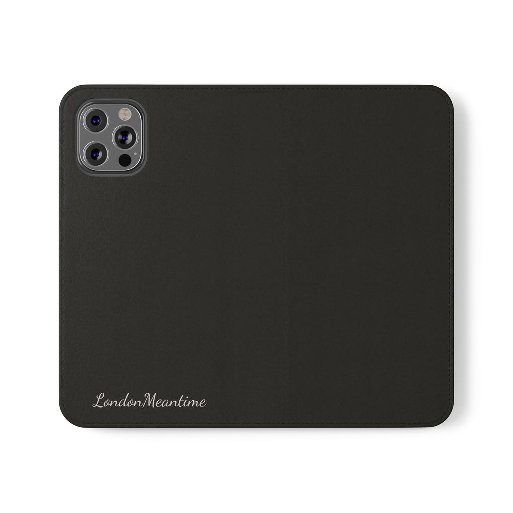 Black Wallet Phone Flip Case — Cardholder Folio Cover