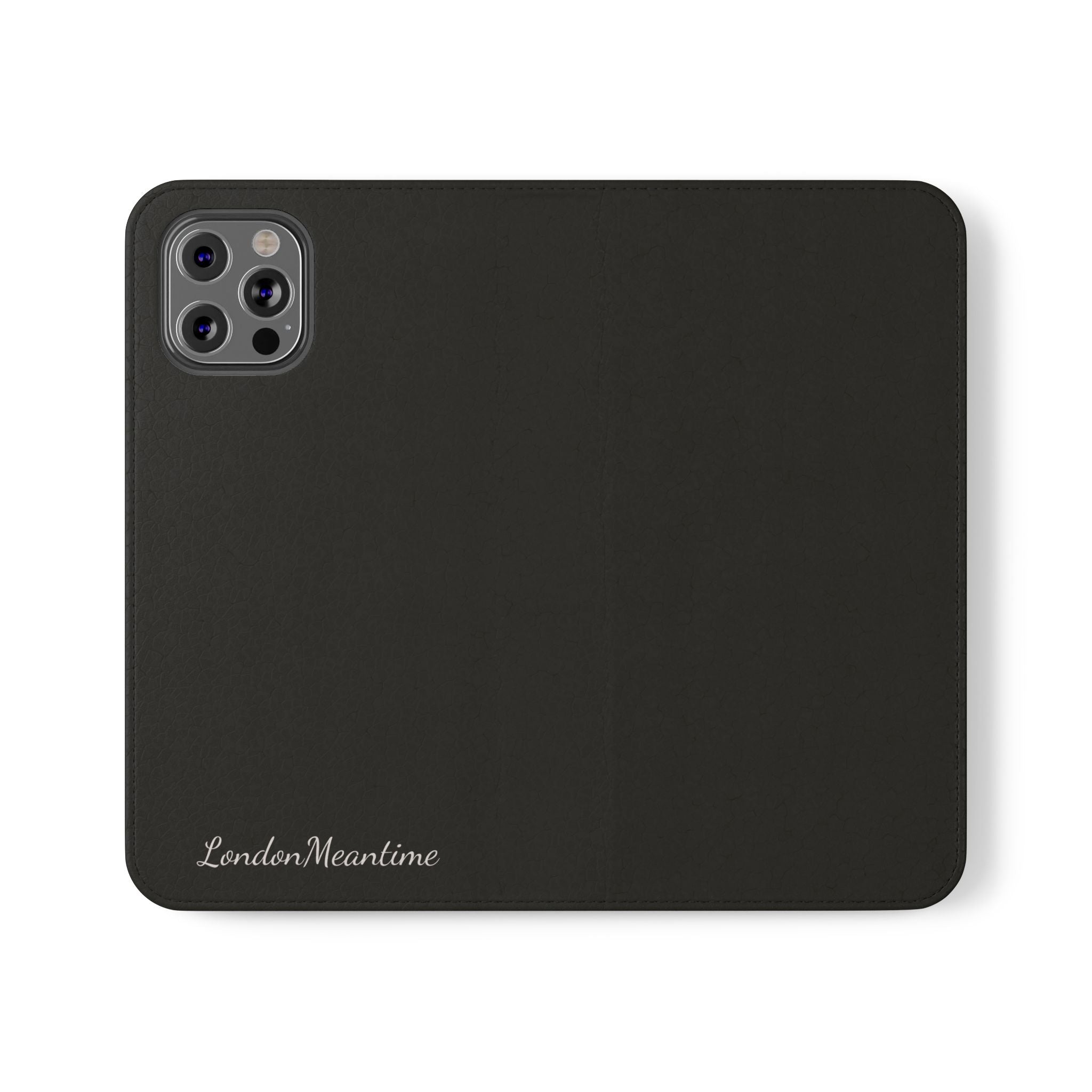 Black Wallet Phone Flip Case — Cardholder Folio Cover