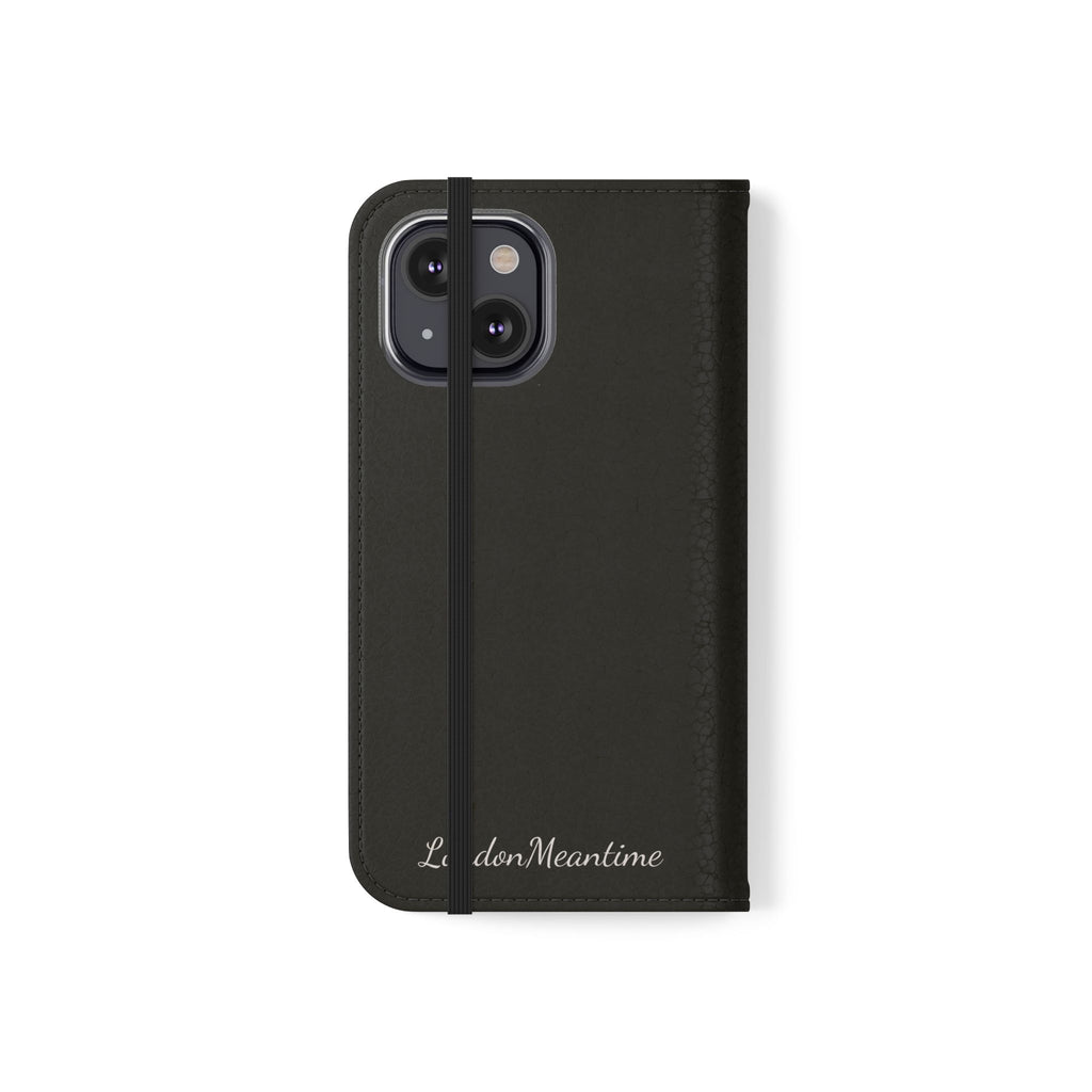 Black Wallet Phone Flip Case — Cardholder Folio Cover