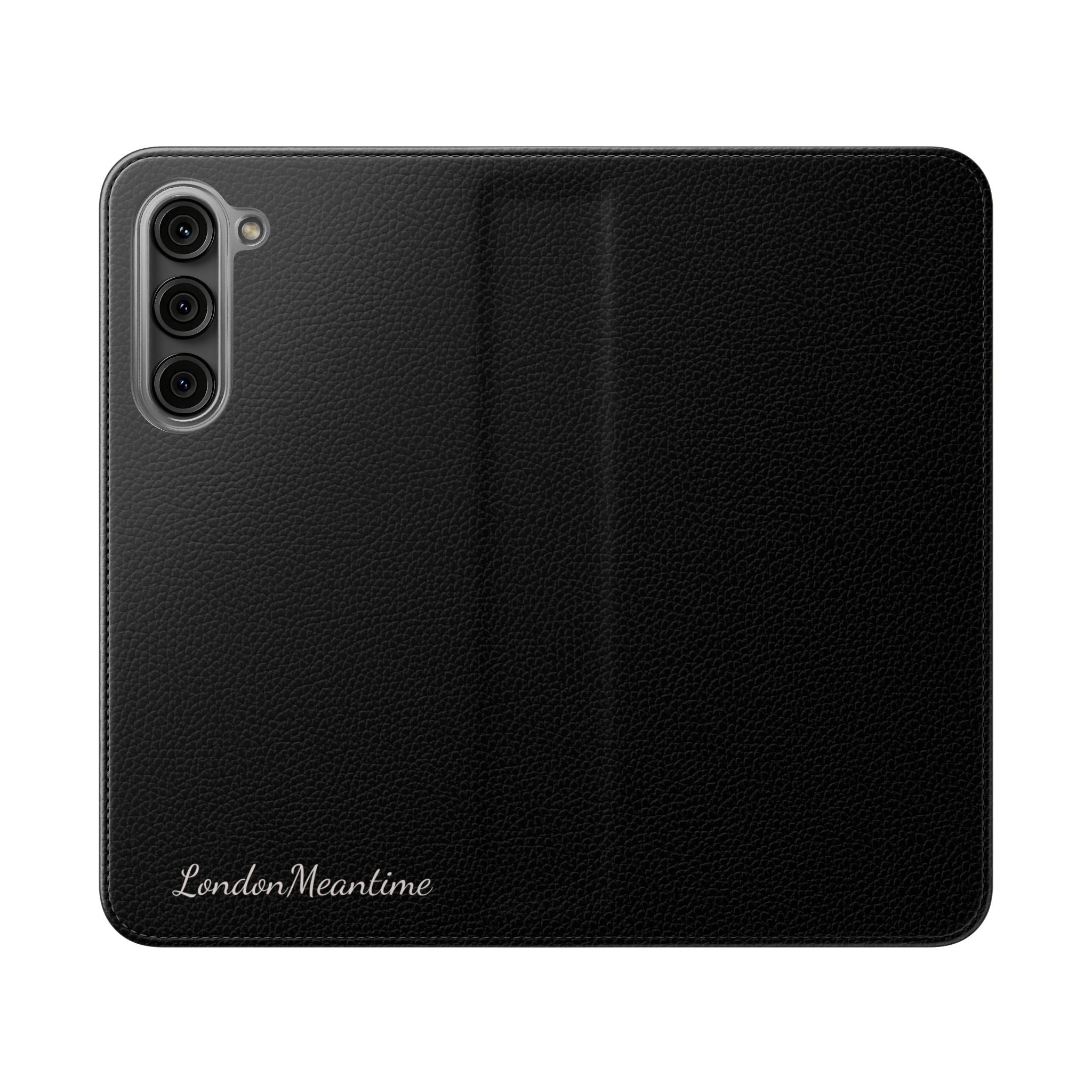 Black Wallet Phone Flip Case — Cardholder Folio Cover