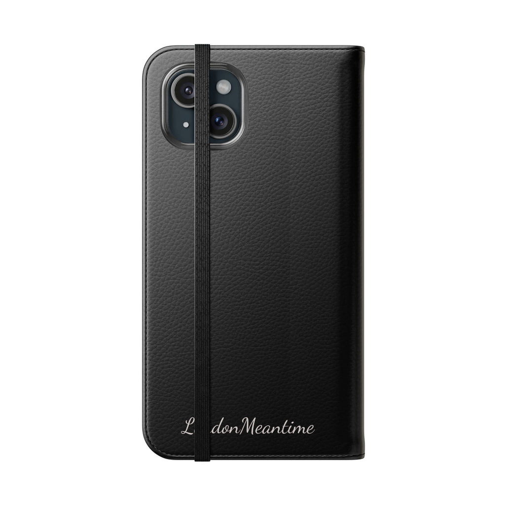 Black Wallet Phone Flip Case — Cardholder Folio Cover