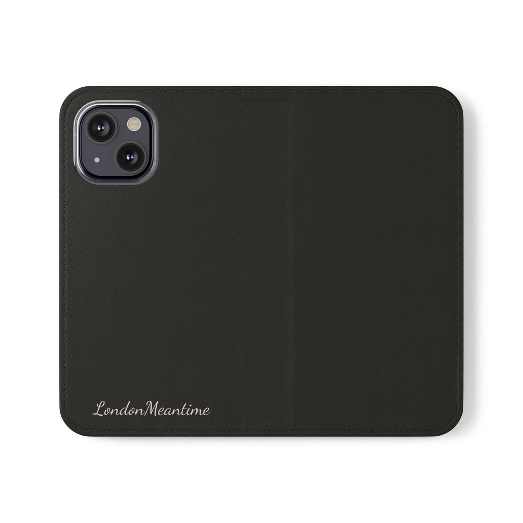 Black Wallet Phone Flip Case — Cardholder Folio Cover
