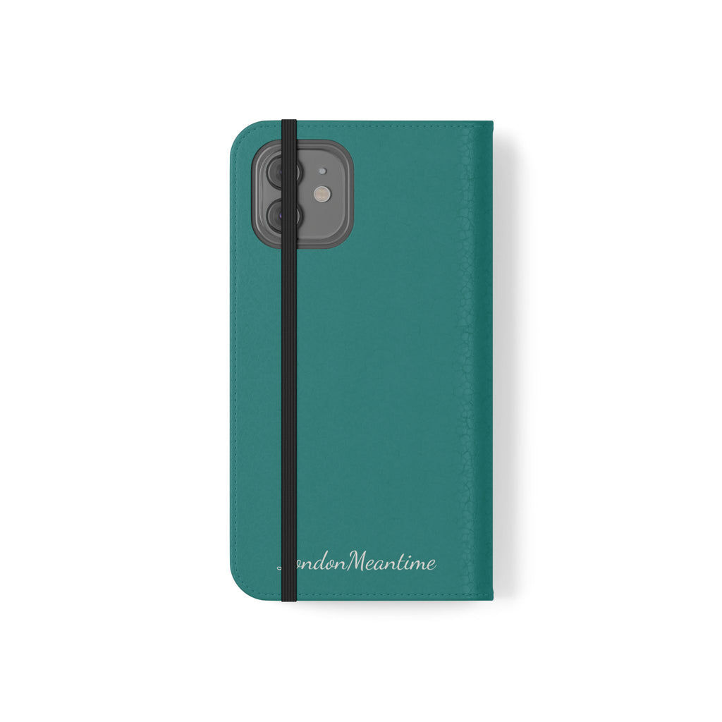 Teal Wallet Phone Flip Case — Cardholder Folio Cover