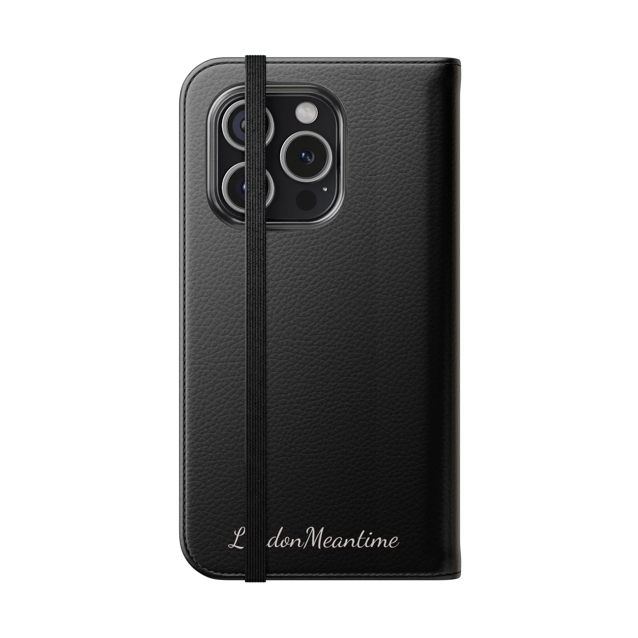 Black Wallet Phone Flip Case — Cardholder Folio Cover